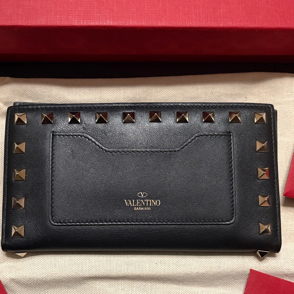 Valentino Garavani Authentic Black Studded Wallet